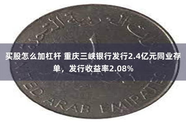 买股怎么加杠杆 重庆三峡银行发行2.4亿元同业存单,发行收益率2.08%