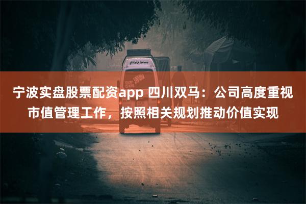 宁波实盘股票配资app 四川双马:公司高度重视市值管理工作,按照相关规划推动价值实现