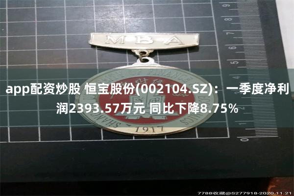 app配资炒股 恒宝股份(002104.SZ):一季度净利润2393.57万元 同比下降8.75%
