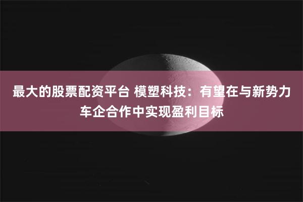 最大的股票配资平台 模塑科技:有望在与新势力车企合作中实现盈利目标